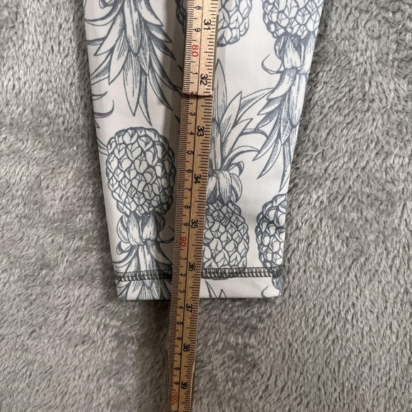 Love Fitness Leggings Womens Medium White Pineapple Print High Rise Yoga Pants - Picture 8 of 9